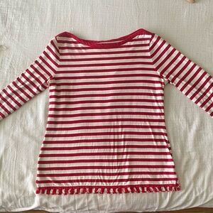 Talbots three-quarter sleeve red and white striped top size medium